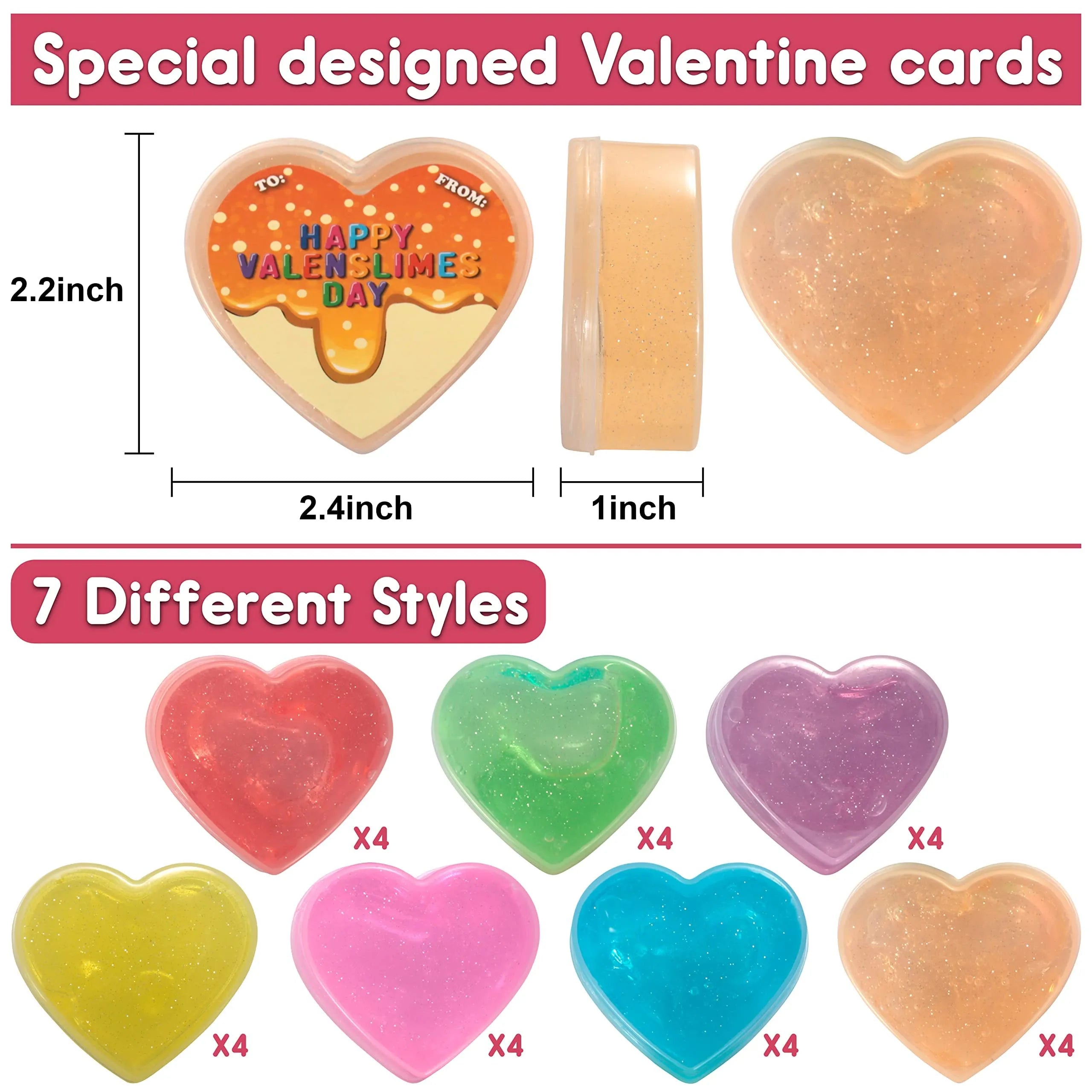 28-Piece Multicolor Glow-in-the-Dark Slime Heart Cases & Stickers