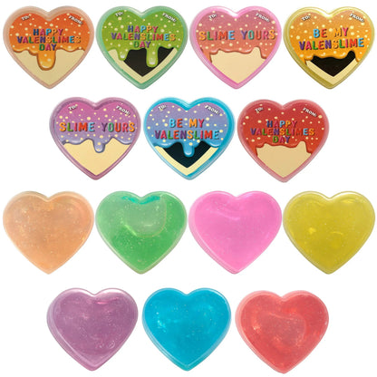 28-Piece Multicolor Glow-in-the-Dark Slime Heart Cases & Stickers