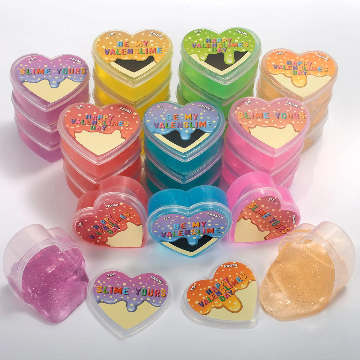 28-Piece Multicolor Glow-in-the-Dark Slime Heart Cases & Stickers
