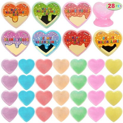 28-Piece Multicolor Glow-in-the-Dark Slime Heart Cases & Stickers