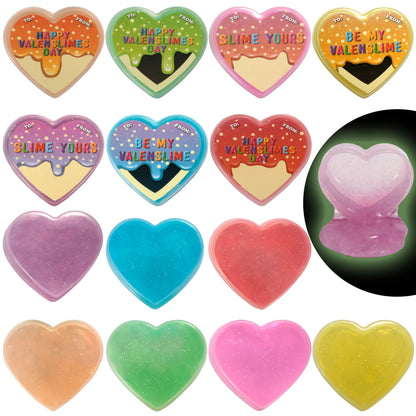 28-Piece Multicolor Glow-in-the-Dark Slime Heart Cases & Stickers