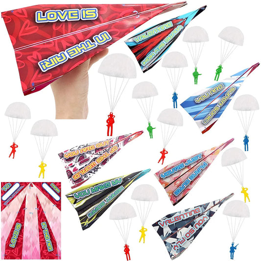 28-Piece Paper Plane with Parachute Toy Set for Kids