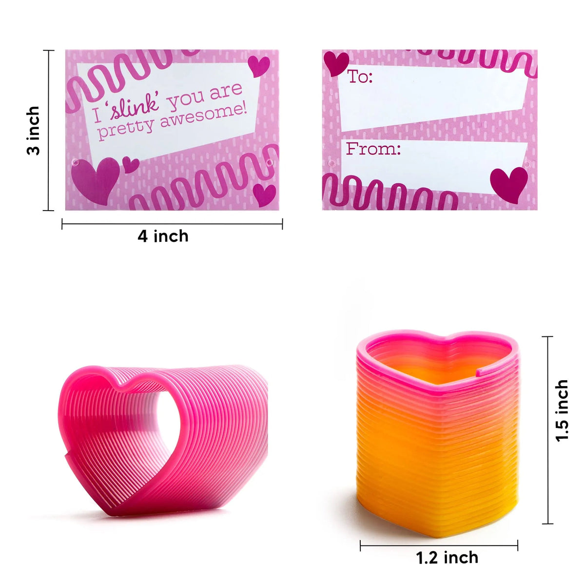 28 Rainbow Spring Toys with Valentine's Day Cards for Kids Classroom Exchange Gifts