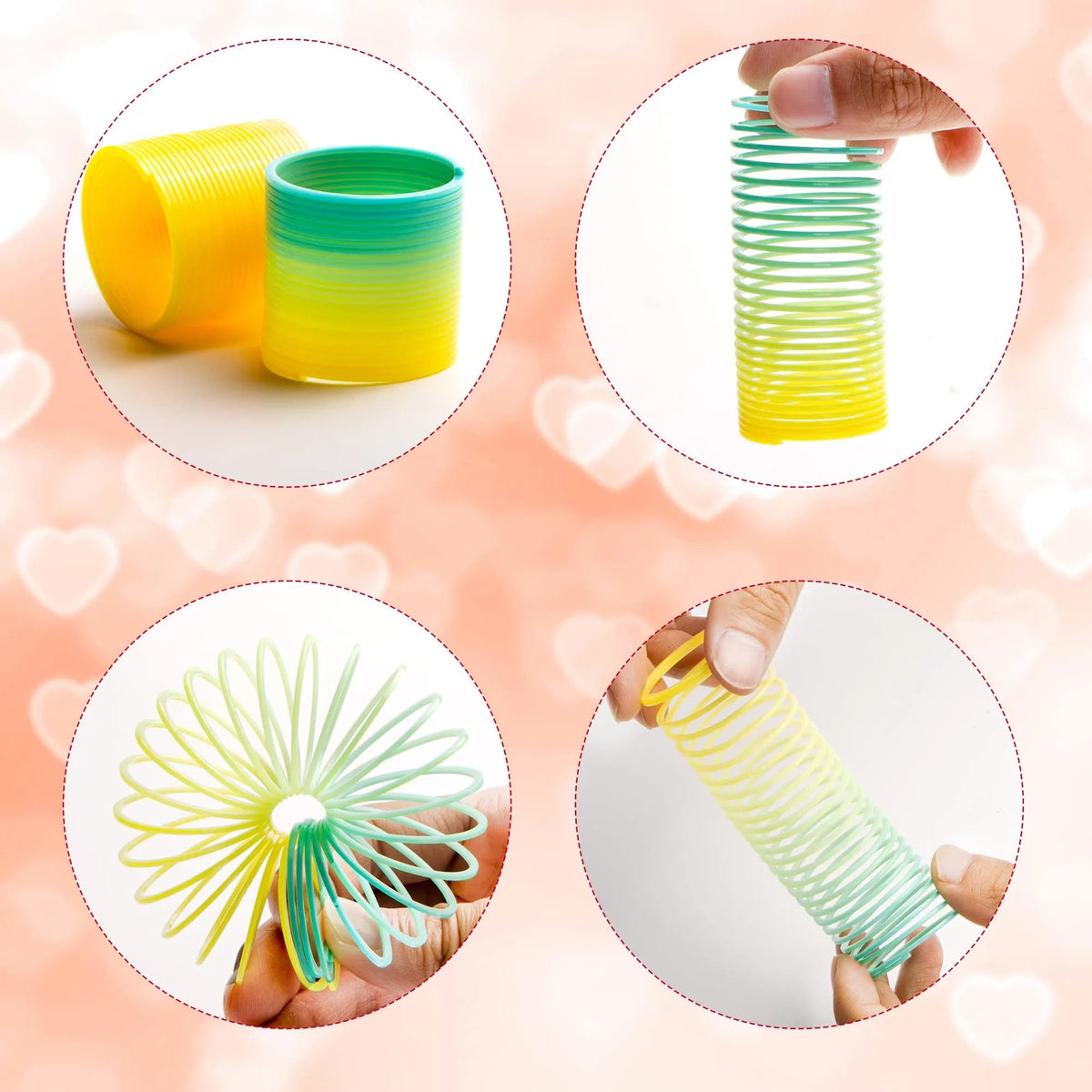 28 Rainbow Spring Toys with Valentine's Day Cards for Kids Classroom Exchange Gifts