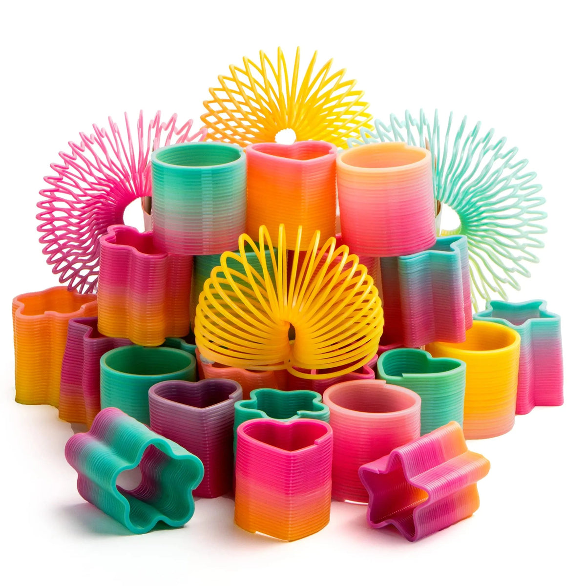28 Rainbow Spring Toys with Valentine's Day Cards for Kids Classroom Exchange Gifts