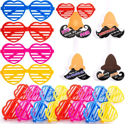 28-Pack Shutter Shades with Valentine's Day Cards for Kids Classroom Exchange Gifts