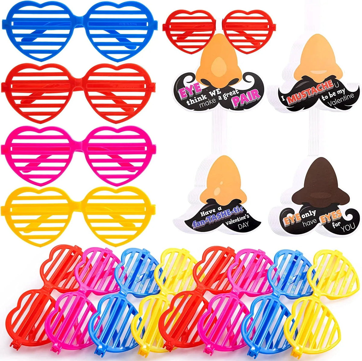 28-Pack Shutter Shades with Valentine's Day Cards for Kids Classroom Exchange Gifts