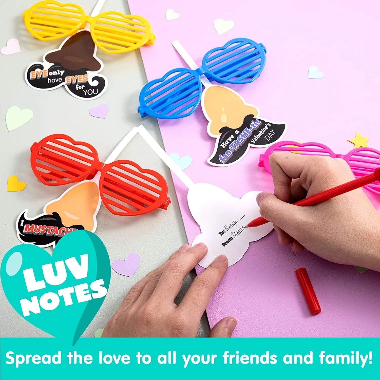 28-Pack Shutter Shades with Valentine's Day Cards for Kids Classroom Exchange Gifts