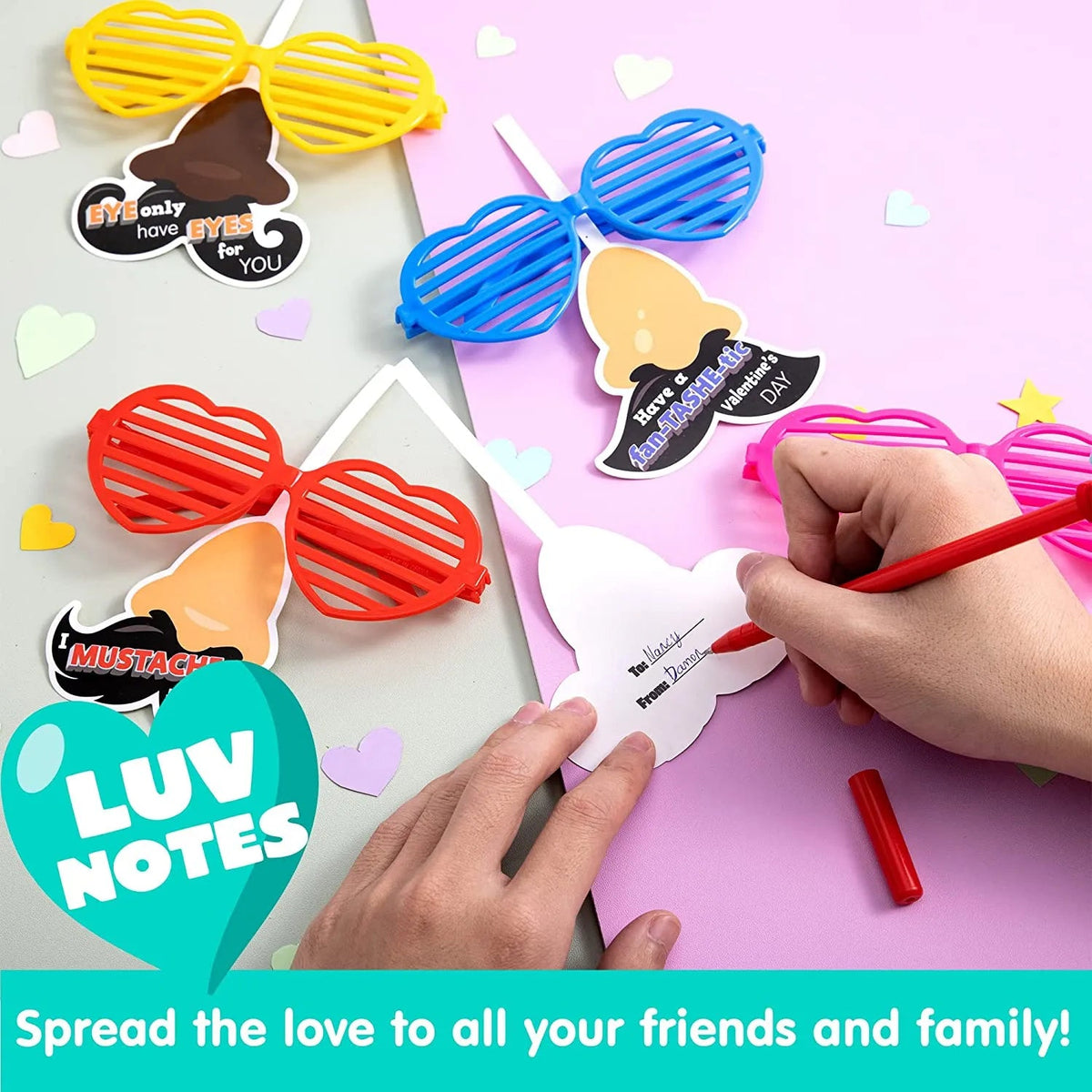 28-Pack Shutter Shades with Valentine's Day Cards for Kids Classroom Exchange Gifts