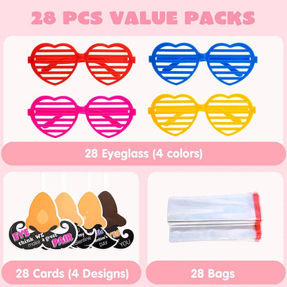 28-Pack Shutter Shades with Valentine's Day Cards for Kids Classroom Exchange Gifts
