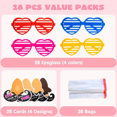 28-Pack Shutter Shades with Valentine's Day Cards for Kids Classroom Exchange Gifts