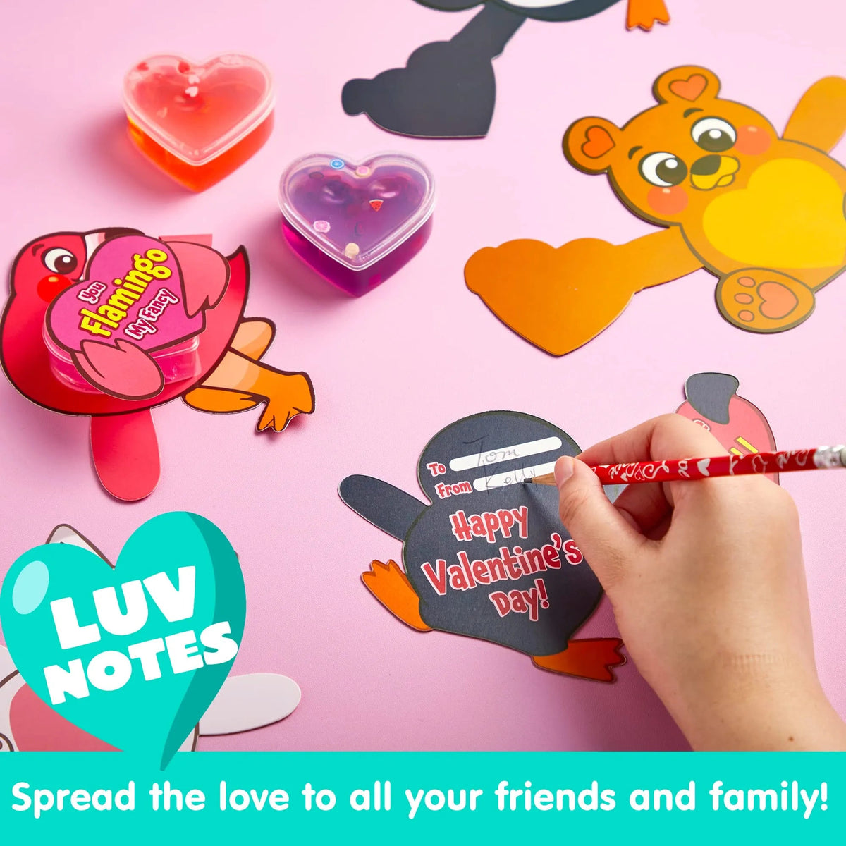 28-Piece Heart Toys with Valentine's Day Cards for Kids Classroom Exchange Gifts