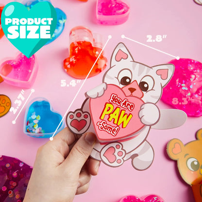 28-Piece Heart Toys with Valentine's Day Cards for Kids Classroom Exchange Gifts