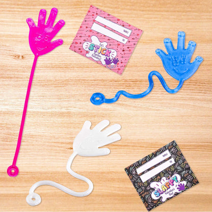 28 Pcs Sticky Hands with Valentine's Day Cards for Kids - Classroom Exchange Gifts