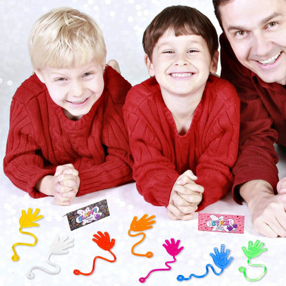 28 Pcs Sticky Hands with Valentine's Day Cards for Kids - Classroom Exchange Gifts