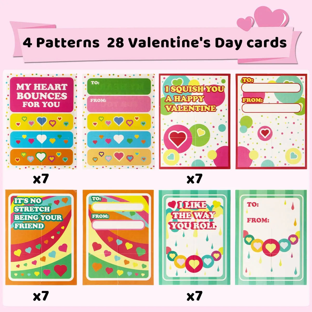 28-Pack Stretchy Squishy Toy Balls with Valentine's Day Cards for Kids