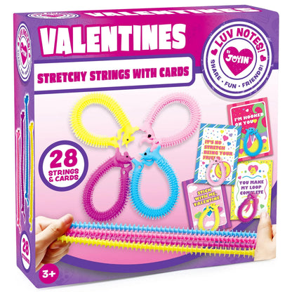 28 Stretchy Strings with Valentine's Day Cards for Kids Classroom Exchange Gifts