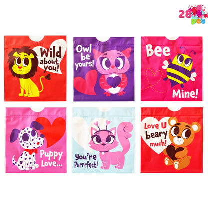 28-Piece Valentine's Day Stationery Set with Drawstring Treat Bags