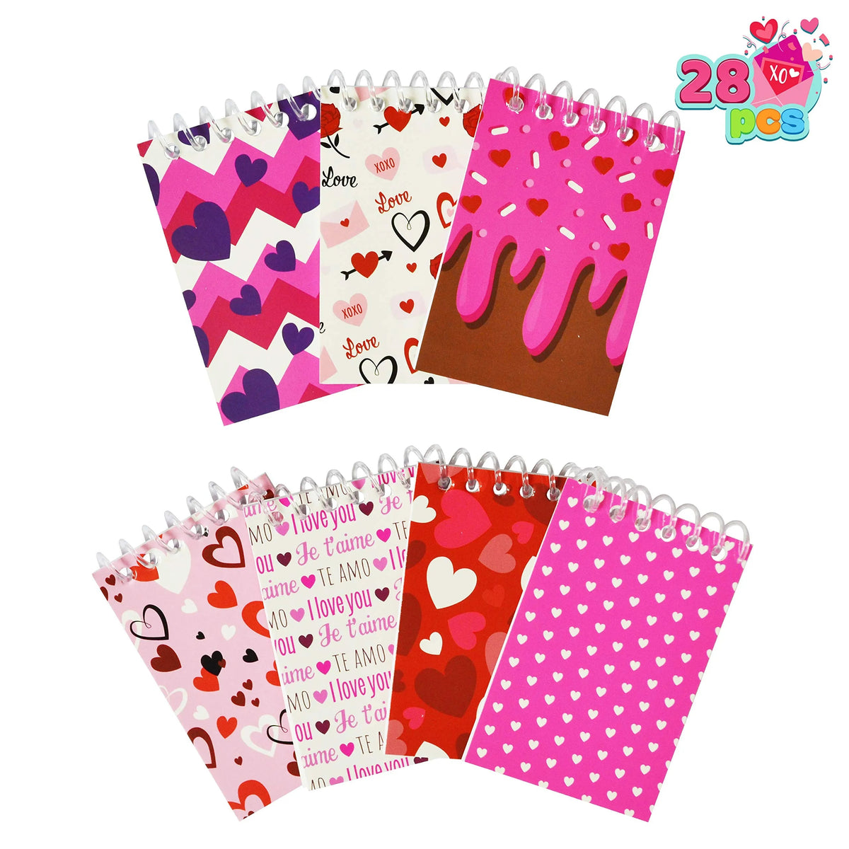 28-Piece Valentine's Day Stationery Set with Treat Bags for Kids - Classroom Exchange Gifts