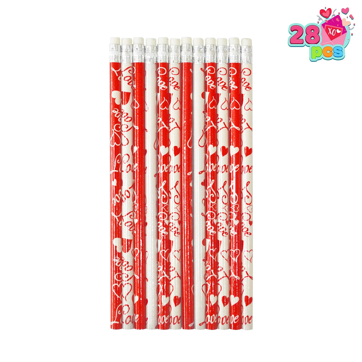 28-Piece Valentine's Day Stationery Set with Treat Bags for Kids - Classroom Exchange Gifts