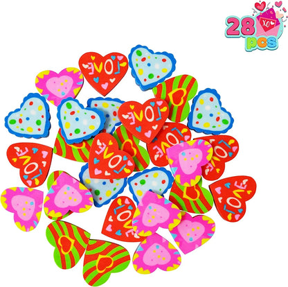 28-Piece Valentine's Day Stationery Set with Treat Bags for Kids - Classroom Exchange Gifts