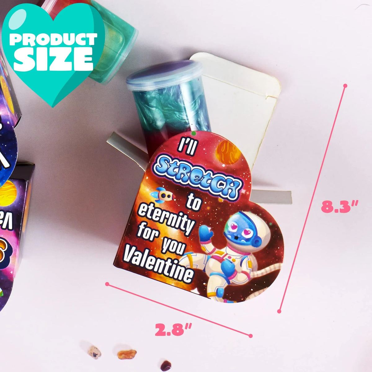 28 Cosmic Realm Valentine Slime Boxes with Kids' Cards