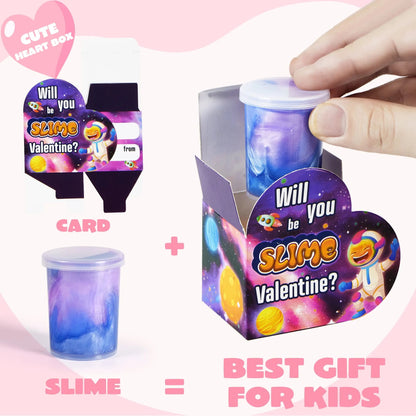 28 Cosmic Realm Valentine Slime Boxes with Kids' Cards