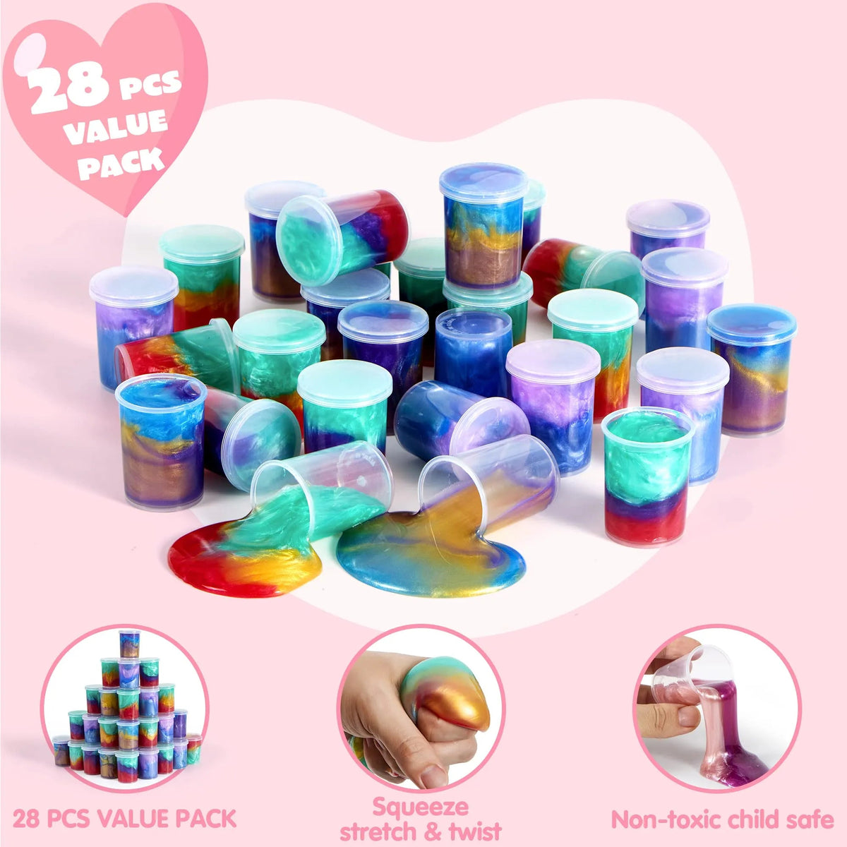 28 Cosmic Realm Valentine Slime Boxes with Kids' Cards