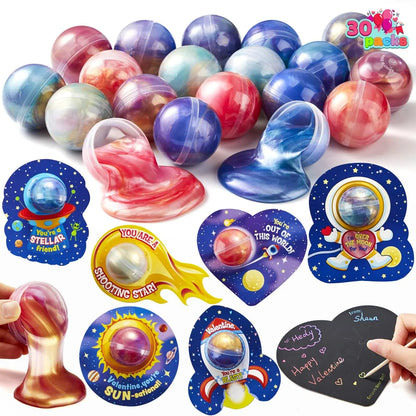 30 Cosmic Realm Valentine Slime Kits with Kids' Cards