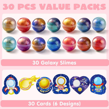 30 Cosmic Realm Valentine Slime Kits with Kids' Cards