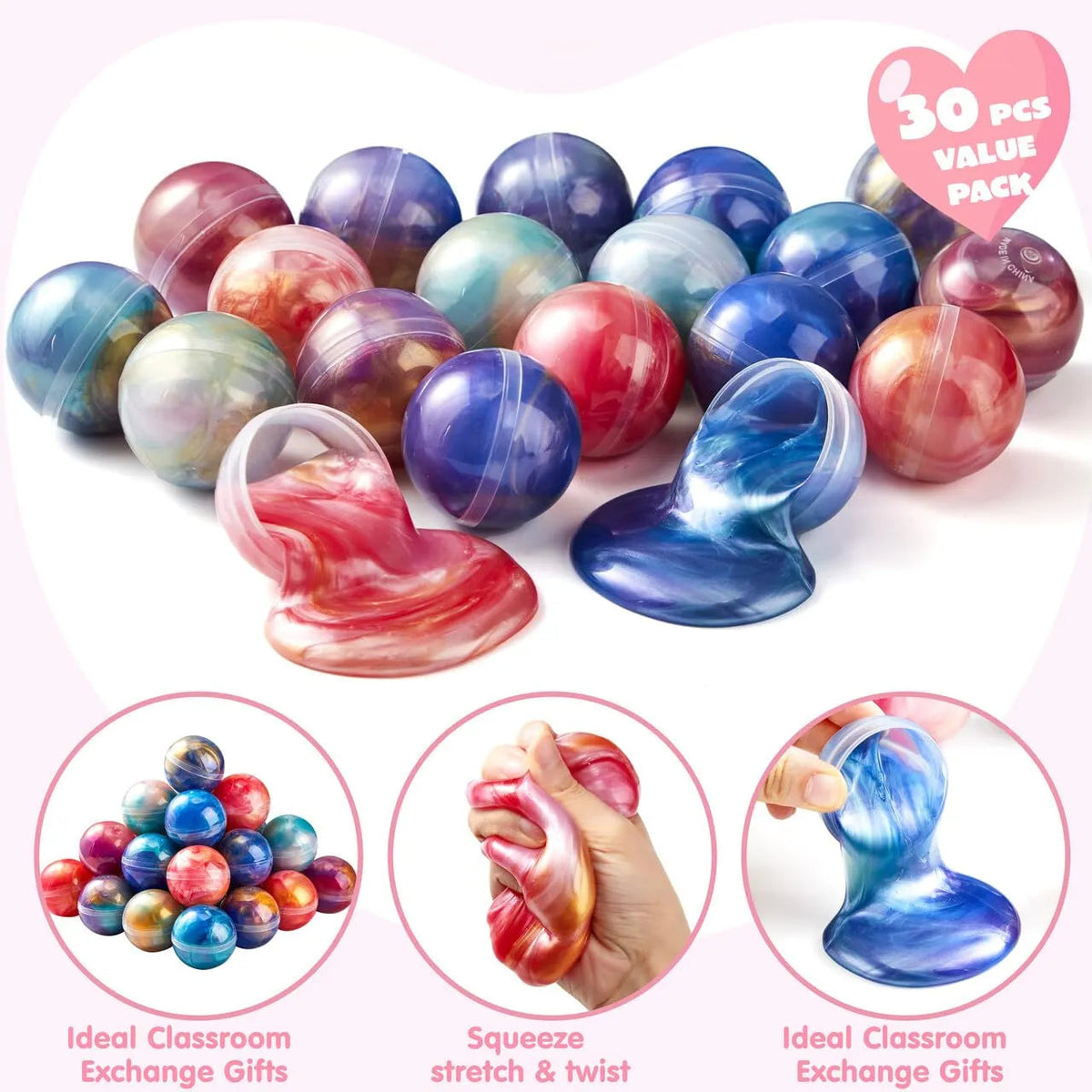 30 Cosmic Realm Valentine Slime Kits with Kids' Cards