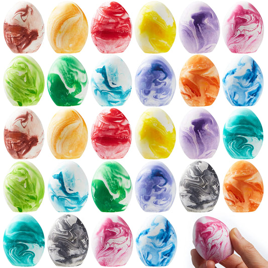 28 Easter Sidewalk Chalk Eggs in Marble Colors for Kids Party Favors