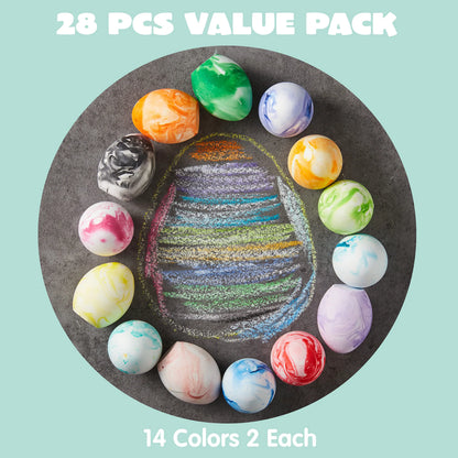28 Easter Sidewalk Chalk Eggs in Marble Colors for Kids Party Favors