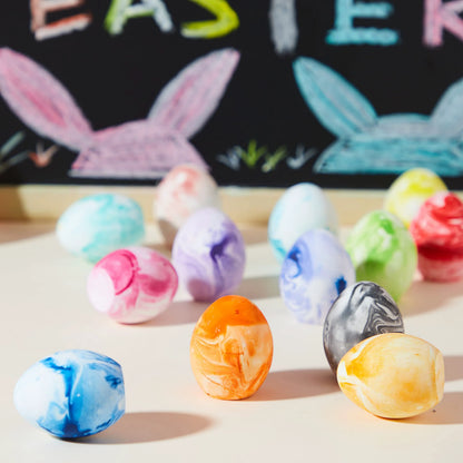 28 Easter Sidewalk Chalk Eggs in Marble Colors for Kids Party Favors