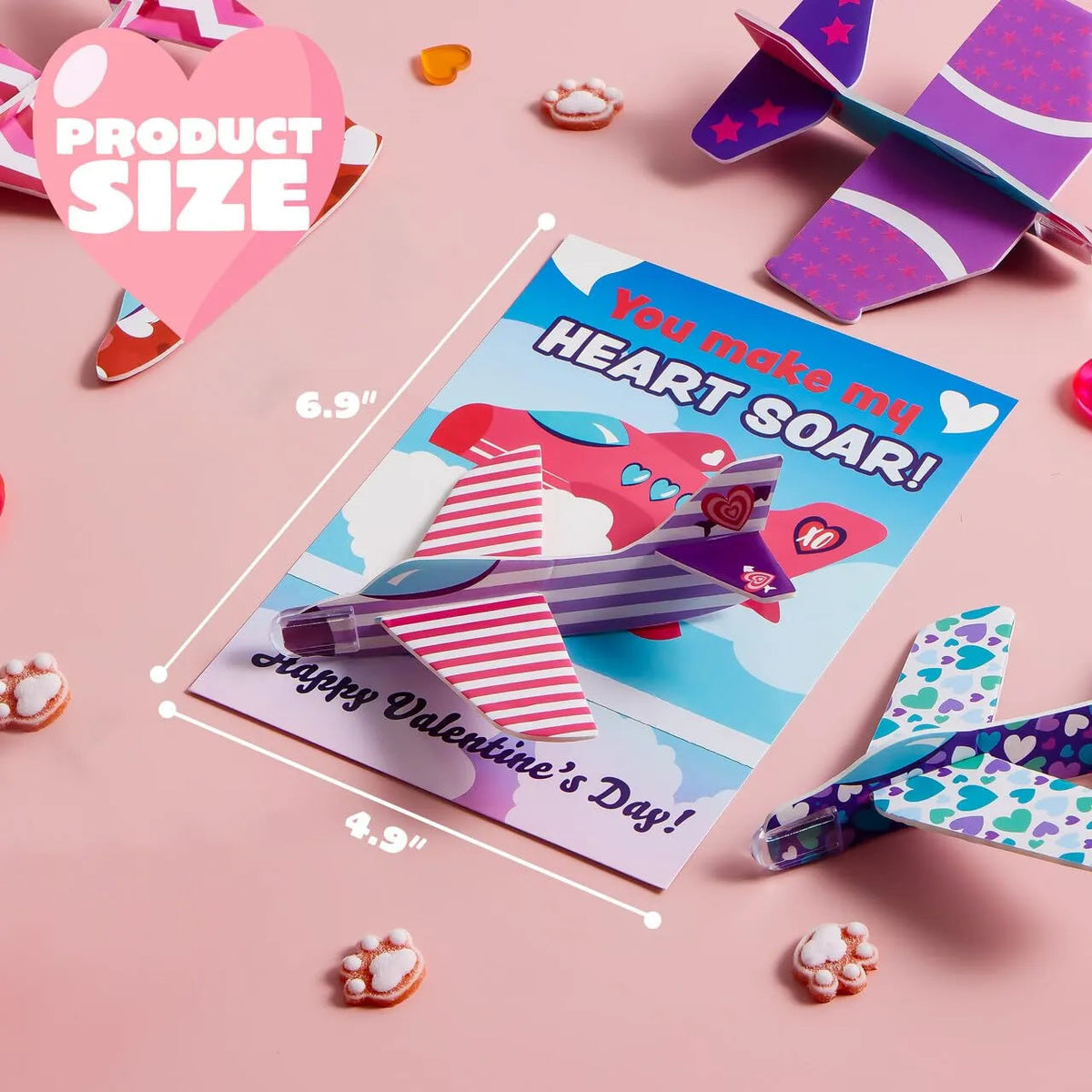 28 Foam Airplanes with Valentine's Day Cards for Kids - Classroom Exchange Gifts