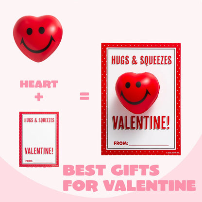 28 Heart-Shaped Squeeze Balls with Valentine's Day Cards for Kids - Classroom Exchange Gifts