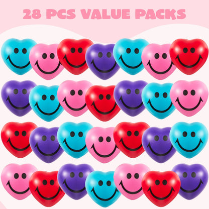 28 Heart-Shaped Squeeze Balls with Valentine's Day Cards for Kids - Classroom Exchange Gifts