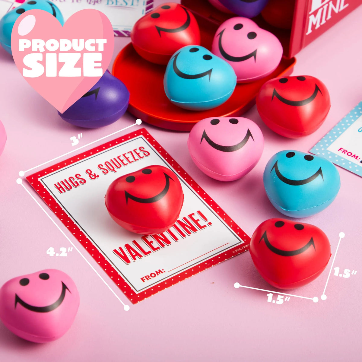 28 Heart-Shaped Squeeze Balls with Valentine's Day Cards for Kids - Classroom Exchange Gifts