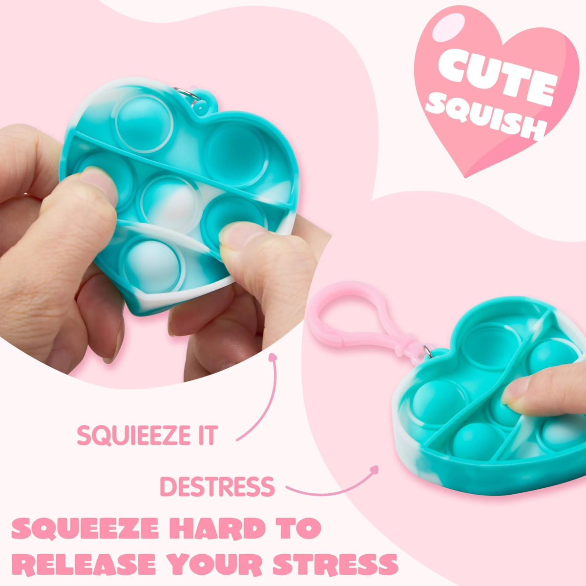 28 Heart-Shaped Push Pop Fidget Toys with Valentine's Day Cards for Kids Classroom Exchange Gifts