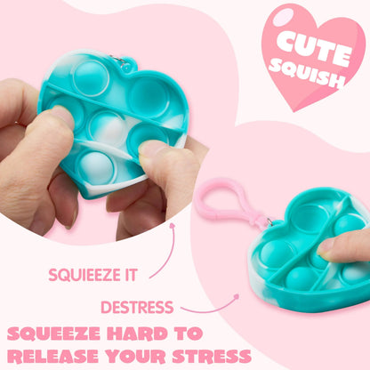 28 Heart-Shaped Push Pop Fidget Toys with Valentine's Day Cards for Kids Classroom Exchange Gifts
