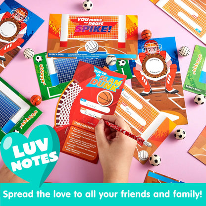 28-Pack Sports Balls with Valentine's Day Cards for Kids