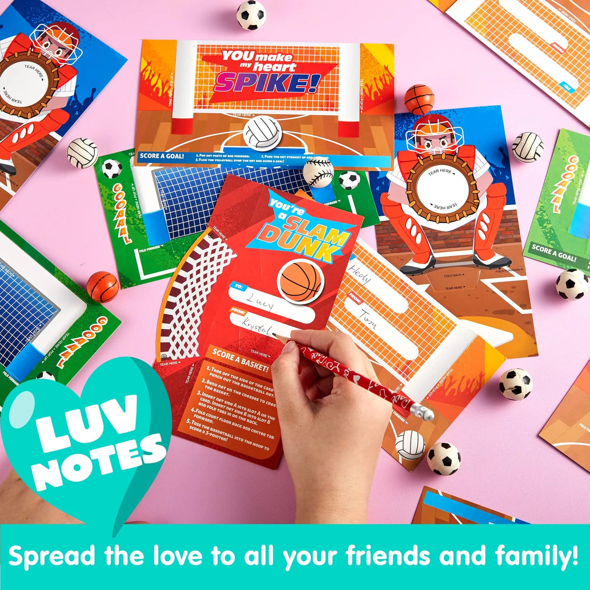 28-Pack Sports Balls with Valentine's Day Cards for Kids