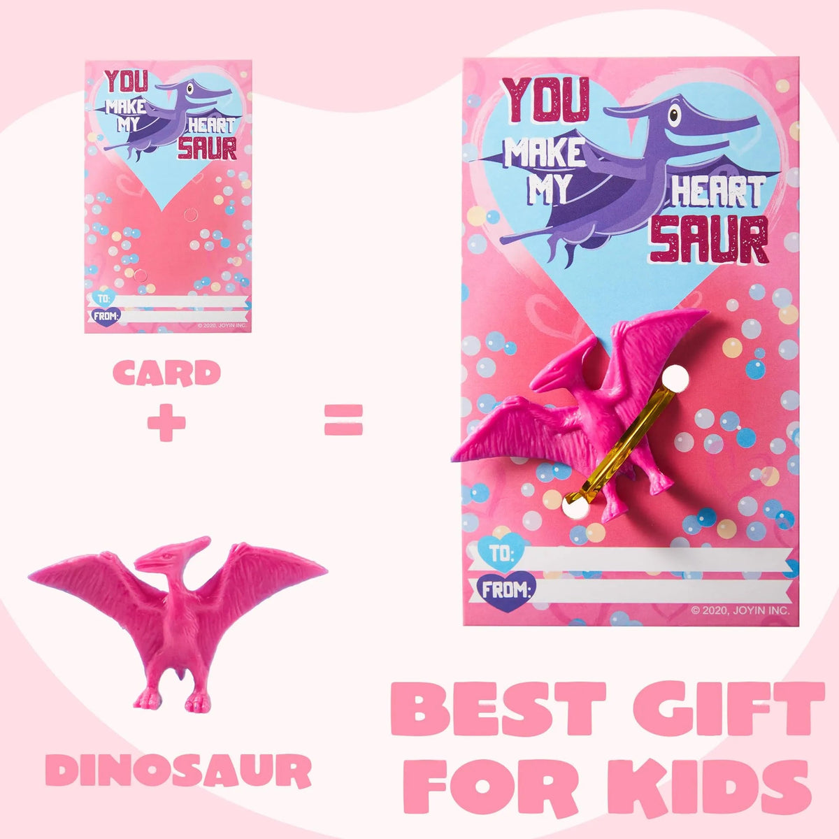 28 Pcs Kids Valentine's Day Cards with Dinosaur Figure Toys - Classroom Exchange Gifts
