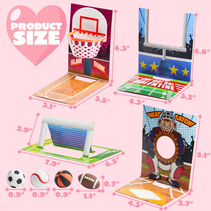 28 Sports Erasers with Valentine's Cards for Classroom Exchange