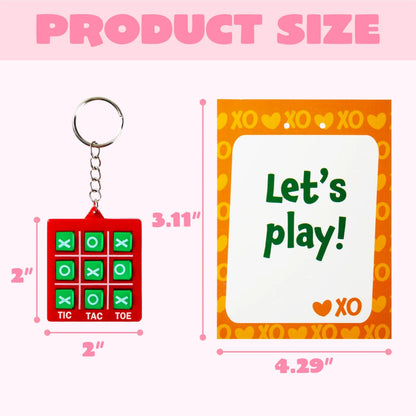 28-Piece Tic-Tac-Toe Keychain Gifts with Valentine's Day Cards for Classroom Exchange