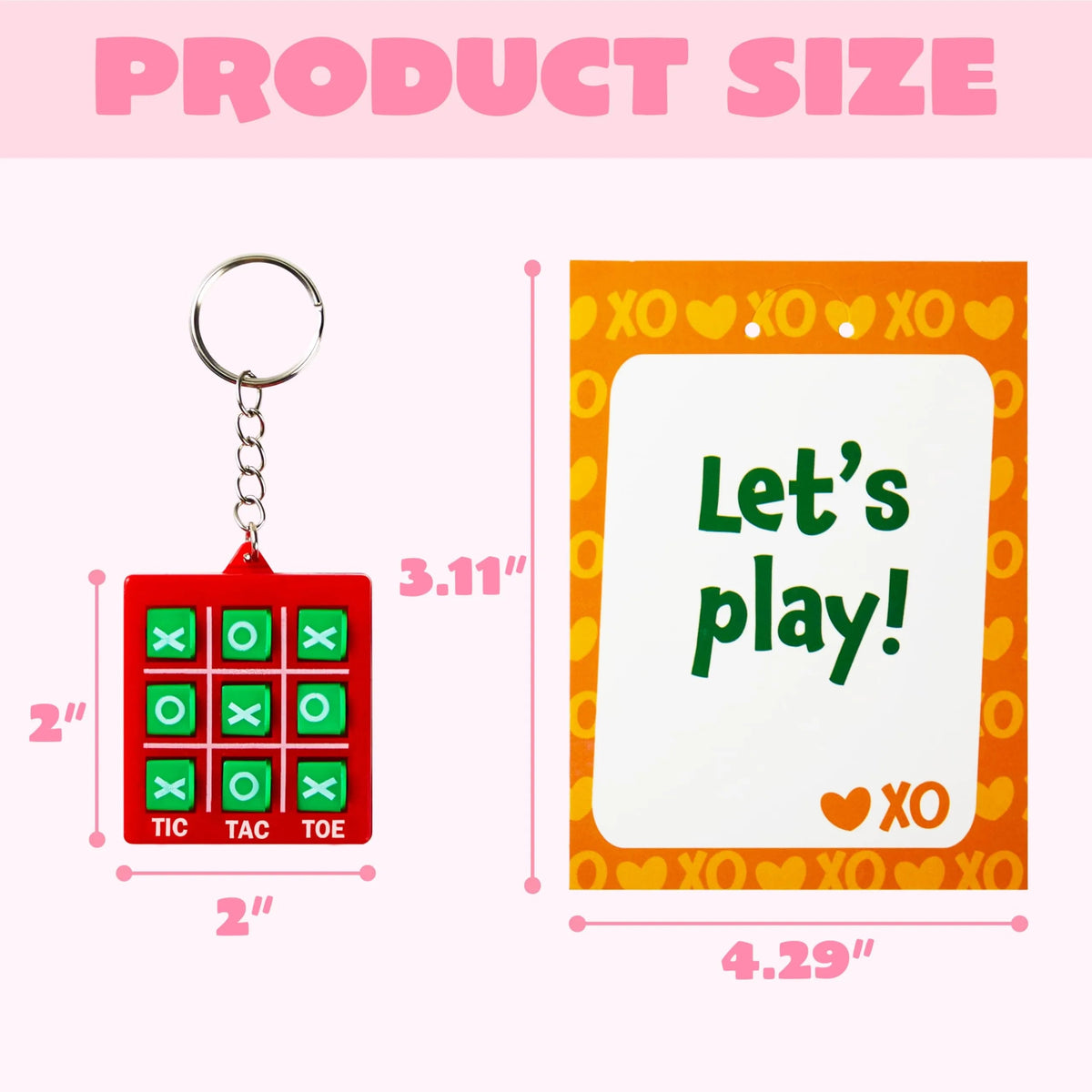 28-Piece Tic-Tac-Toe Keychain Gifts with Valentine's Day Cards for Classroom Exchange