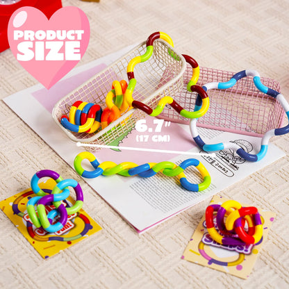 28 Pcs Valentine's Day Twist & Spin Fidget Chains with Cards