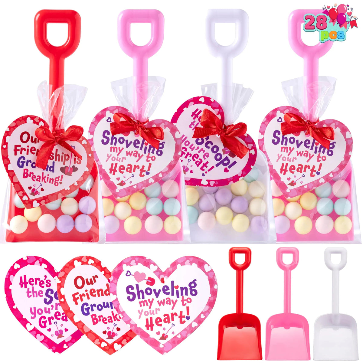28-Pack Valentine's Day Plastic Toy Shovels