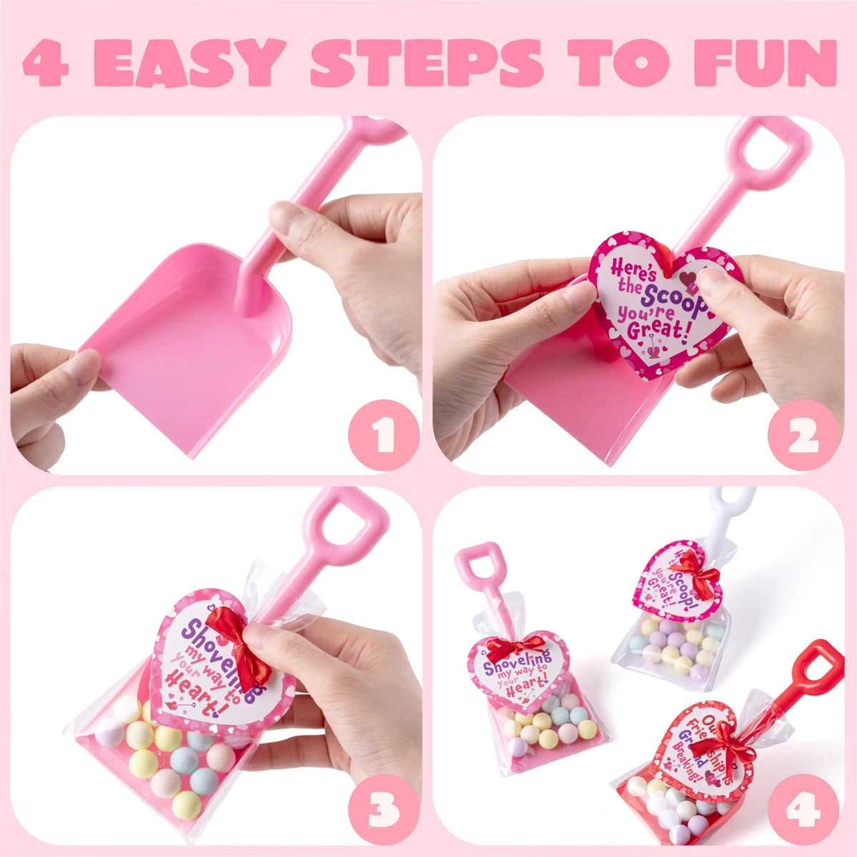28-Pack Valentine's Day Plastic Toy Shovels