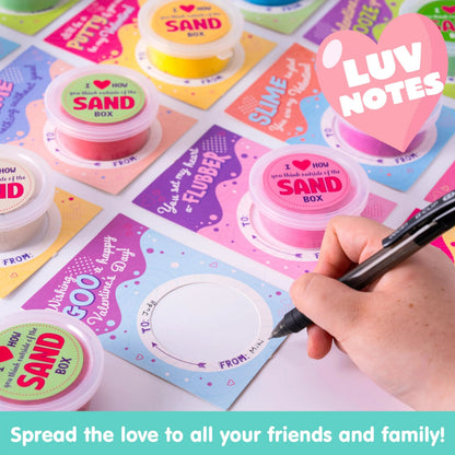 28-Pack Valentine's Sand Slime with Cards for Kids Classroom Exchange Gifts